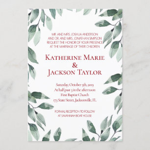 Invitación de la boda del verdor del arándano y