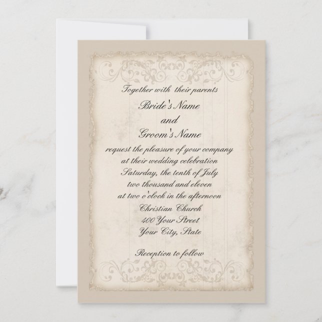 Invitación de la boda del Victorian (Anverso)