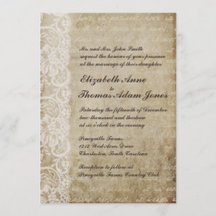 Invitación de la boda del Viejo Mundo del cordón