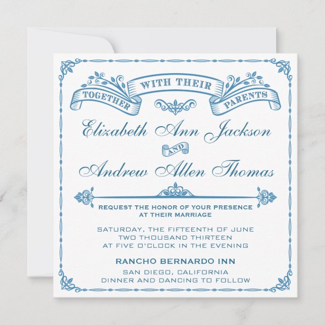 Invitación de la boda del vintage (Anverso)
