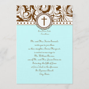 Invitación de la boda del vintage de Brown azul