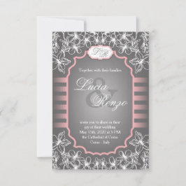 Invitación de la boda en gris y rosado elegantes