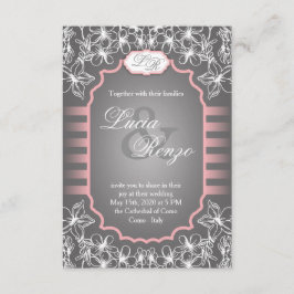 Invitación de la boda en gris y rosado elegantes