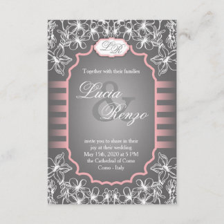 Invitación de la boda en gris y rosado elegantes
