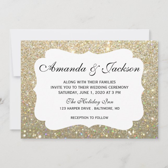 Invitación de la boda - Glit dos fabulosos - oro (Anverso)