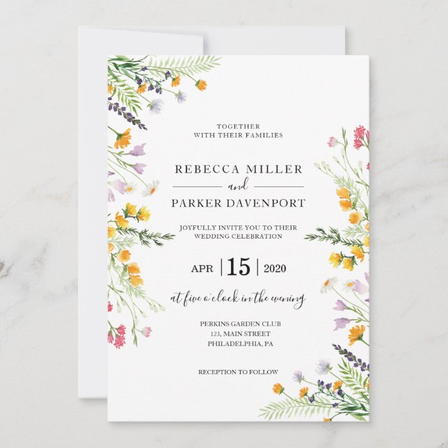 Invitación de la boda moderna a la primavera de la (Anverso)