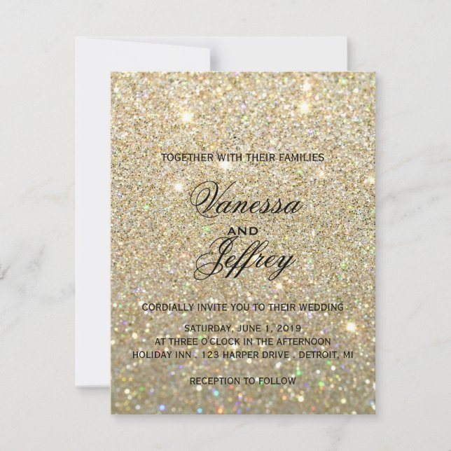 Invitación de la boda - oro Glit dos fabulosos (Anverso)