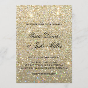 Invitación de la boda - oro Glit fabuloso y dos