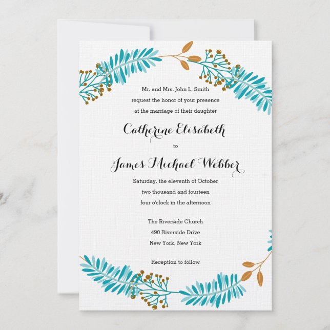 Invitación de la boda recibida por los padres de (Anverso)