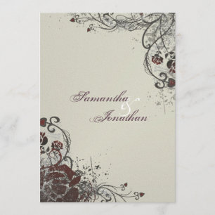 Invitación de la boda - rosa rojo roto elegante