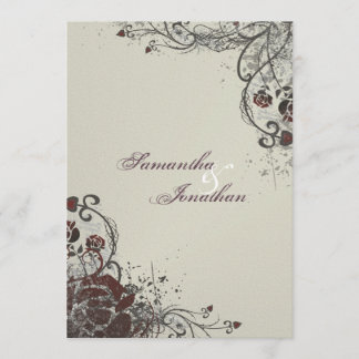 Invitación de la boda - rosa rojo roto elegante