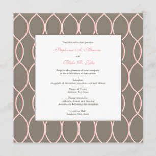 Invitación de la boda - rosa y Brown del monograma