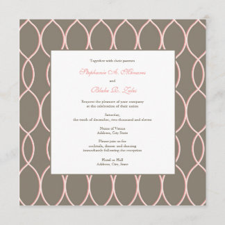 Invitación de la boda - rosa y Brown del monograma