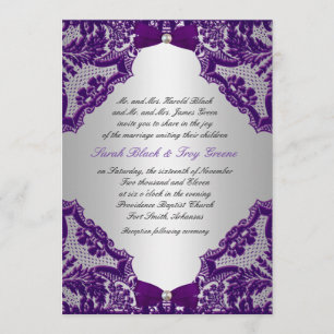 Invitación de la bodas de plata púrpura y