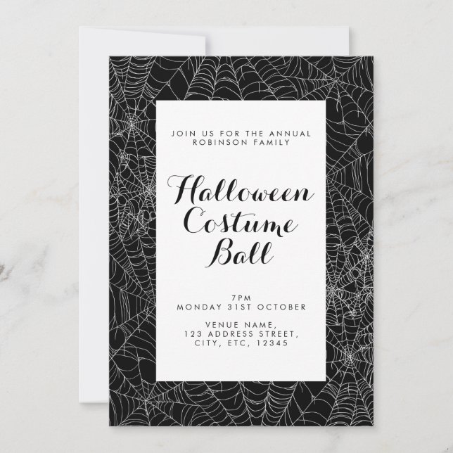 Invitación de la bola de halloween de tela blanca  (Anverso)