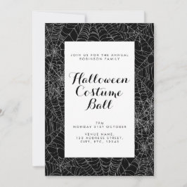 Invitación de la bola de halloween de tela blanca