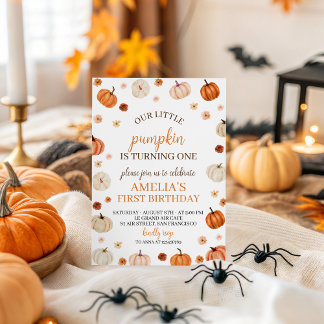Invitación de la calabaza por primer cumpleaños