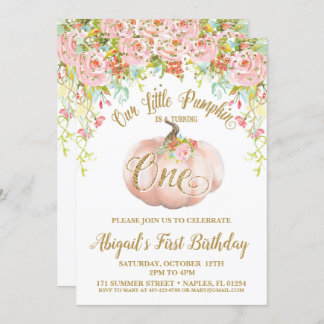 Invitación de la calabaza, primer cumpleaños de la