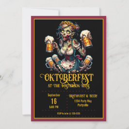 Invitación de la camarera zombie de Oktoberfest