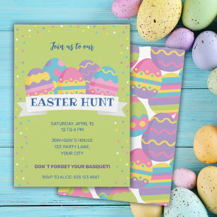 INVITACIÓN DE LA CAZA DE huevos verdes de Pascua