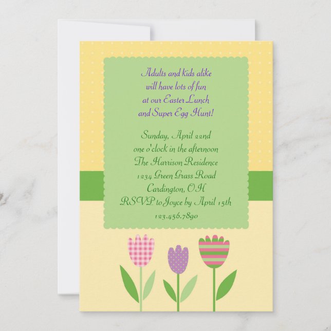 Invitación de la caza del almuerzo y del huevo de (Anverso)