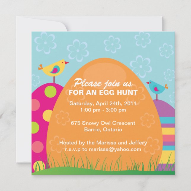 Invitación de la caza del huevo de Pascua (Anverso)