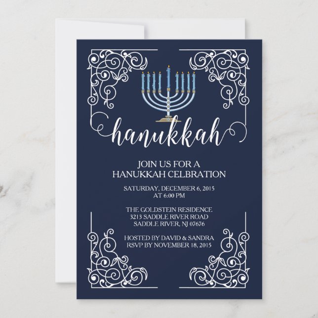 Invitación de la celebración de Menorah Jánuca del (Anverso)