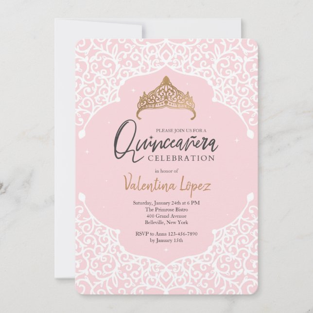 Invitación de la celebración de Quinceañera (Anverso)