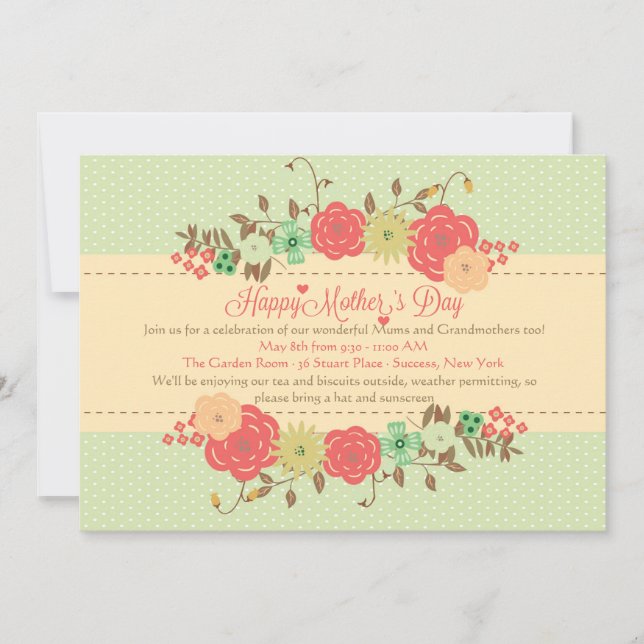 Invitación de la celebración del día de madre (Anverso)