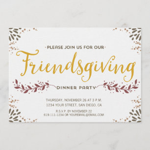 Invitación de la cena de Friendsgiving