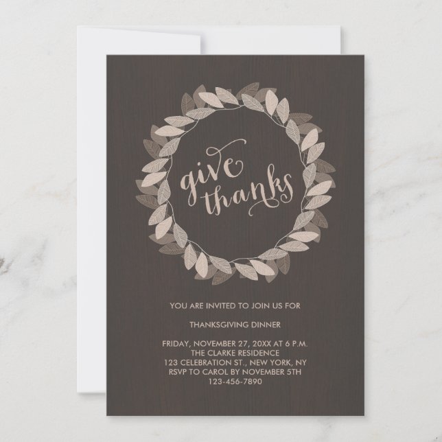 Invitación de la cena de la acción de gracias de (Anverso)