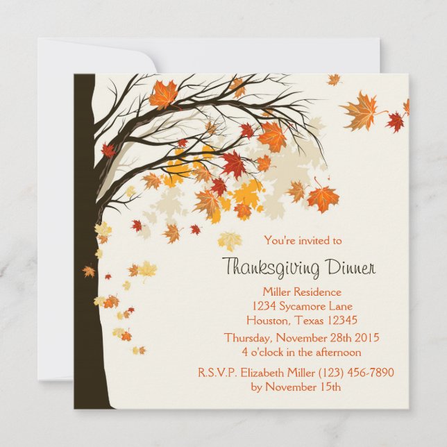 Invitación de la cena de la acción de gracias de (Anverso)