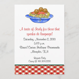 Invitación de la cena de los espaguetis