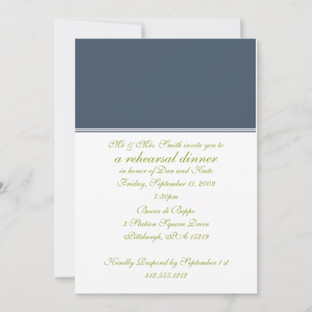 Invitación de la cena del ensayo (Anverso)