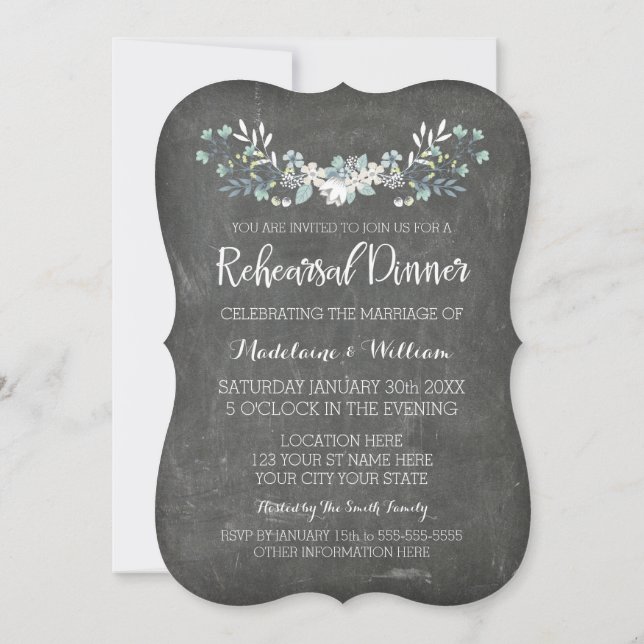 Invitación de la cena del ensayo de la primavera (Reverso)
