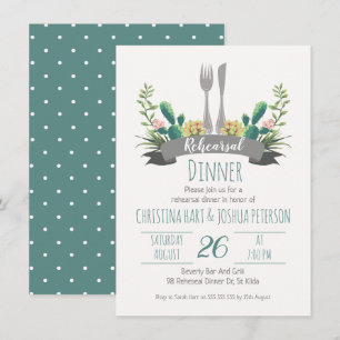 Invitación de la cena del ensayo de los cubiertos
