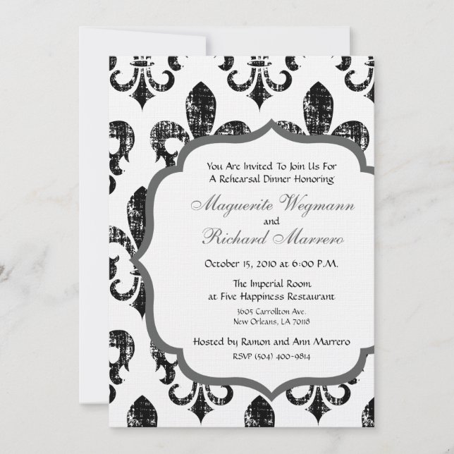 Invitación de la cena del ensayo de New Orleans (Anverso)