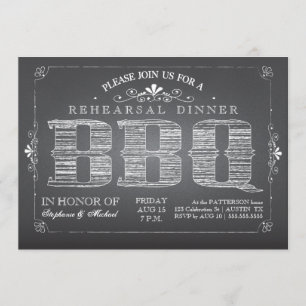 Invitación de la cena del ensayo del Bbq de la