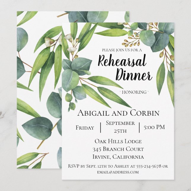 Invitación de la cena del ensayo del follaje del (Anverso / Reverso)