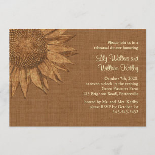 Invitación de la cena del ensayo del girasol del
