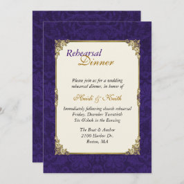 Invitación de la cena del ensayo del oro de la