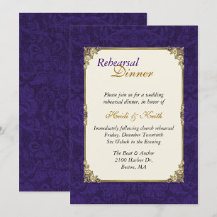 Invitación de la cena del ensayo del oro de la