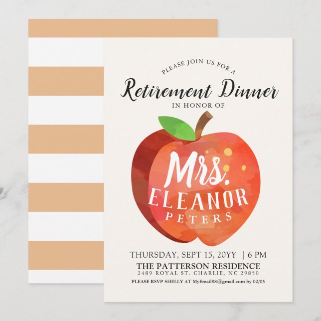 Invitación de la cena del retiro de Apple del (Anverso / Reverso)