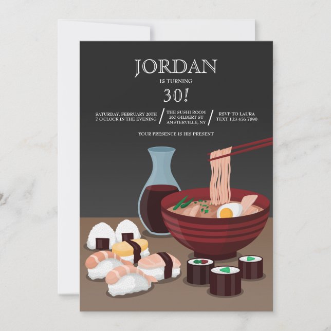 Invitación de la cena del sushi (Anverso)