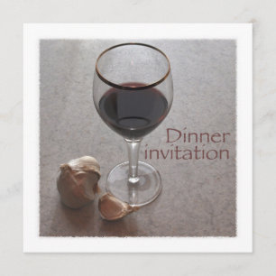 invitación de la cena del vino y del ajo
