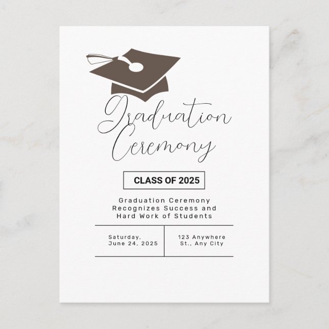 Invitación de la ceremonia de graduación simple (Anverso)