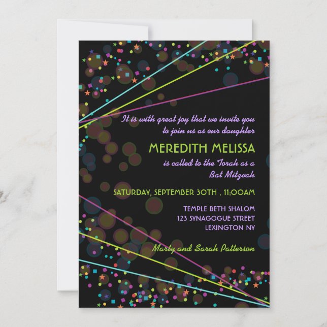 Invitación de la ceremonia de Mitzvah del palo de (Anverso)