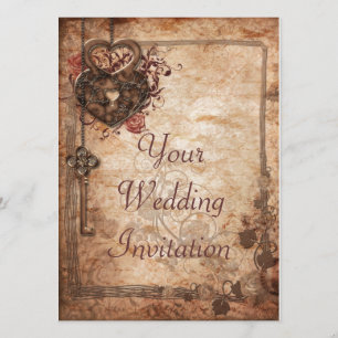 Invitación de la cerradura y de la boda de la