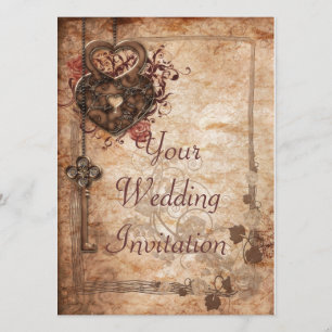 Invitación de la cerradura y de la boda de la
