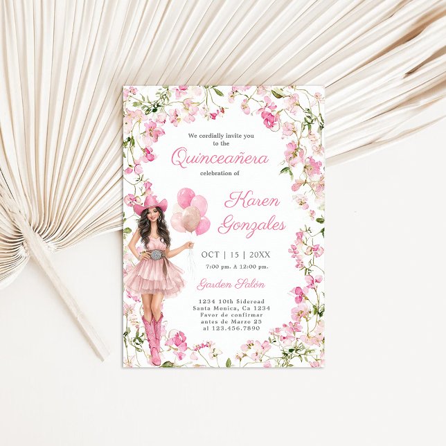Invitación de la chica de vaca de Quinceañera (Subido por el creador)
